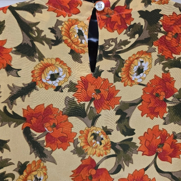 Vintage 100% Silk Oscar De La Renta Expression Floral Short Sleeve Blouse SzM - Picture 7 of 10